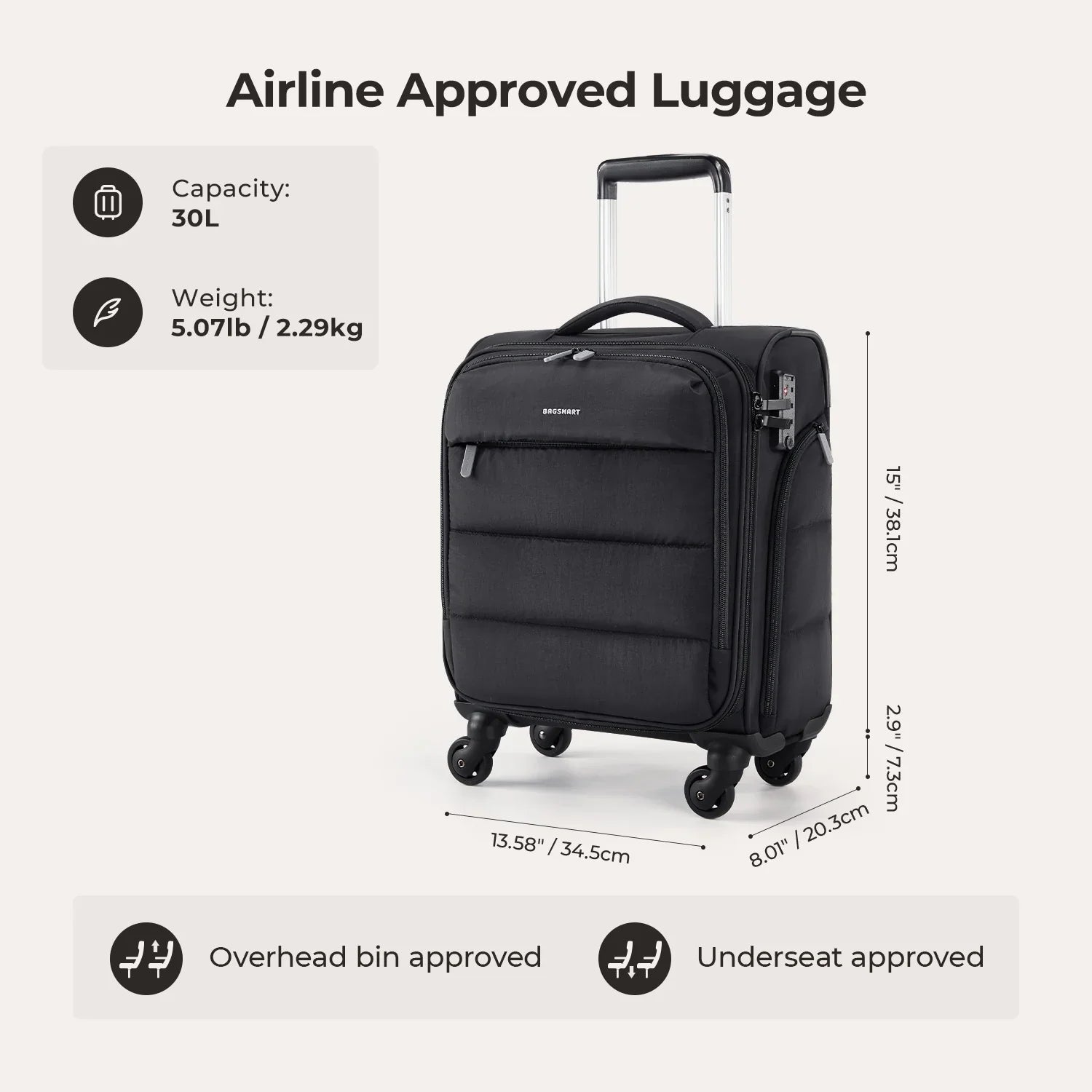 Bagsmart 16" Personal Item Carry on Luggage